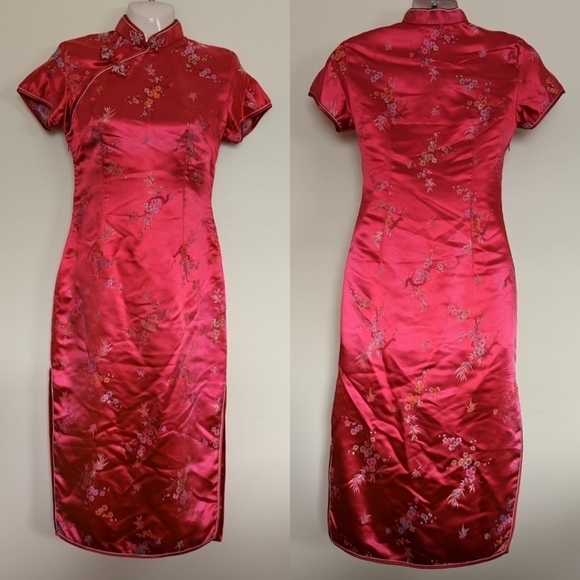 Vintage Chinese cheongsam dress Red women's Small - Picture 1 of 16